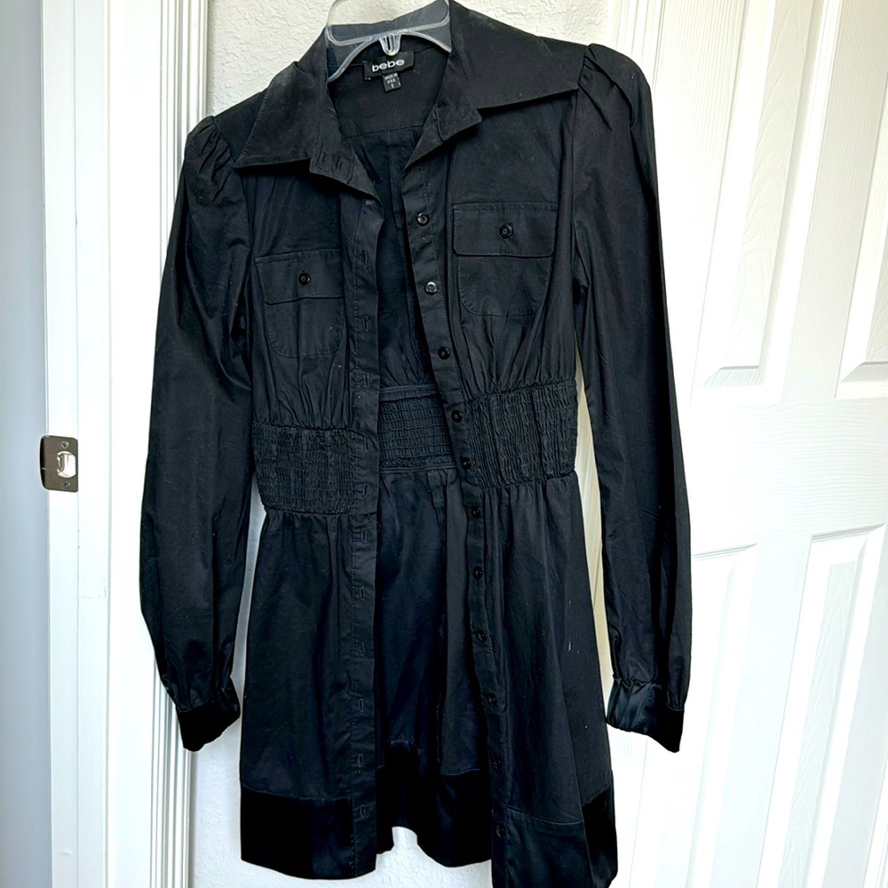 Bebe - black shirt dress - size small